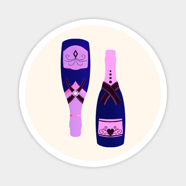 Pink and purple champagne bottles Magnet by Home Cyn Home 